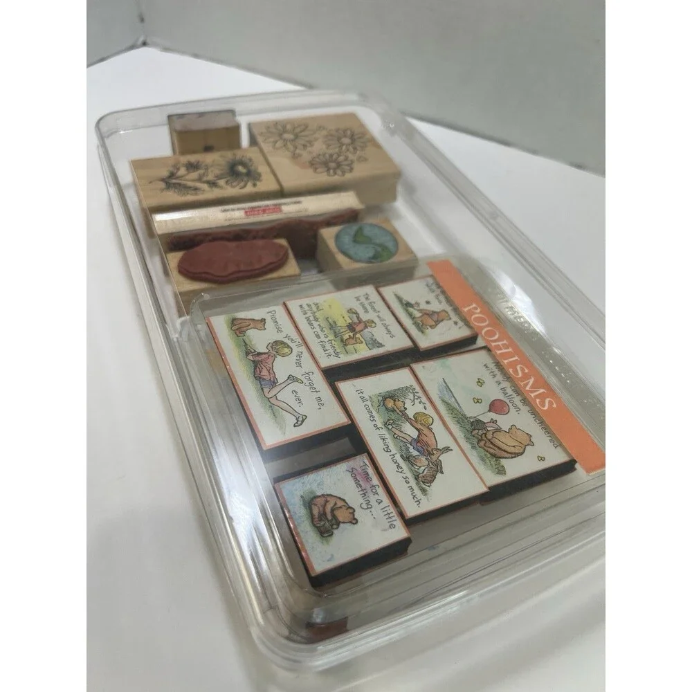 Vintage Wood Mounted Rubber Stamp Destash Lot Winnie The Pooh Poohisms Hero Arts